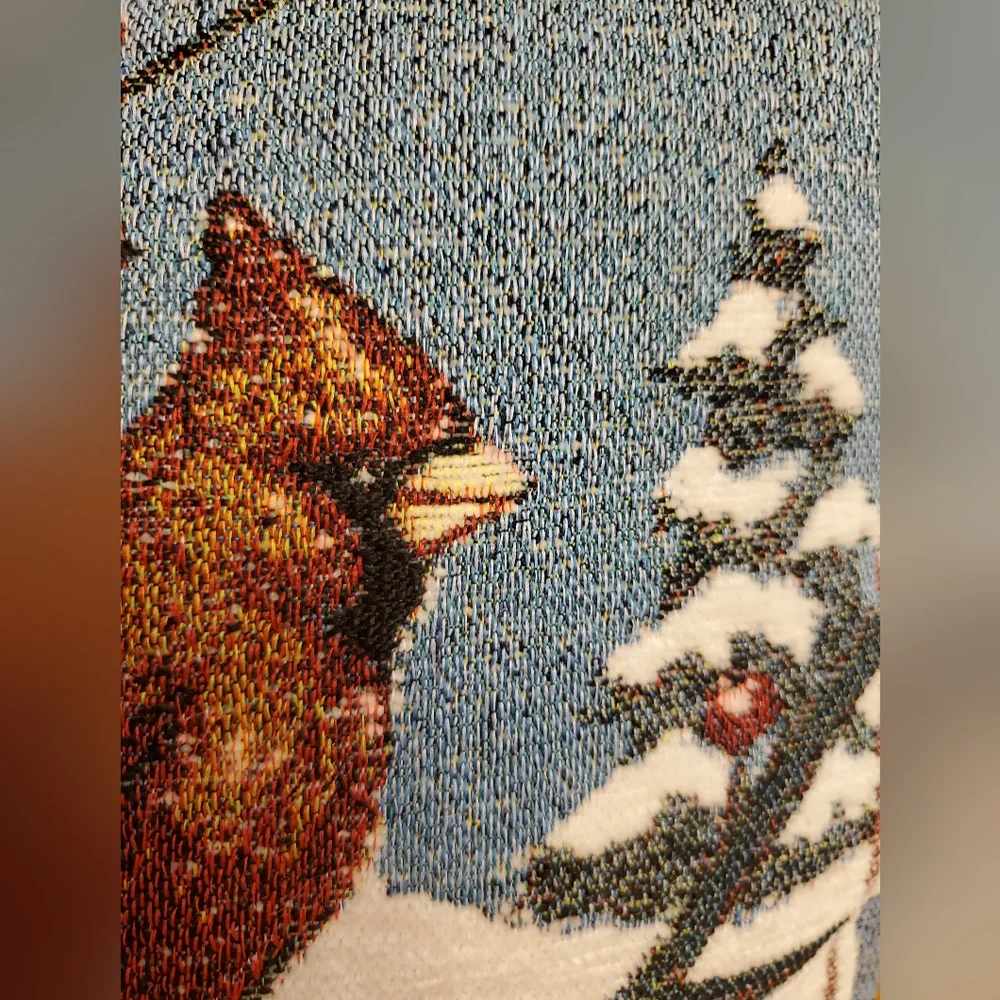 Tapestry Style Winter Scene Throw Pillow